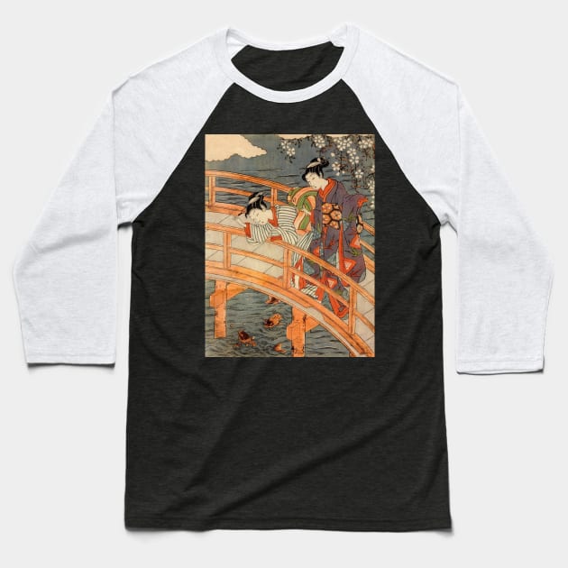 Harmony on the Bridge - Vintage Japanese Art Ukiyo-e Baseball T-Shirt by geekmethat